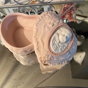 Vintage ornate  Cherub porcelain Trinket Box